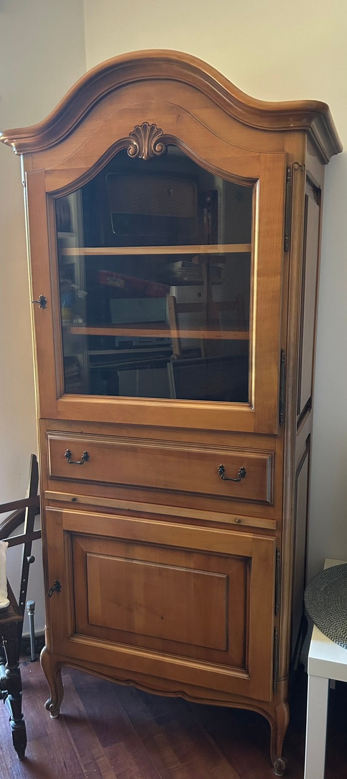 Houten kast met uitschuifbaar bureaublad, Huis en Inrichting, Ophalen, Eikenhout, Met lade(s), 50 tot 100 cm