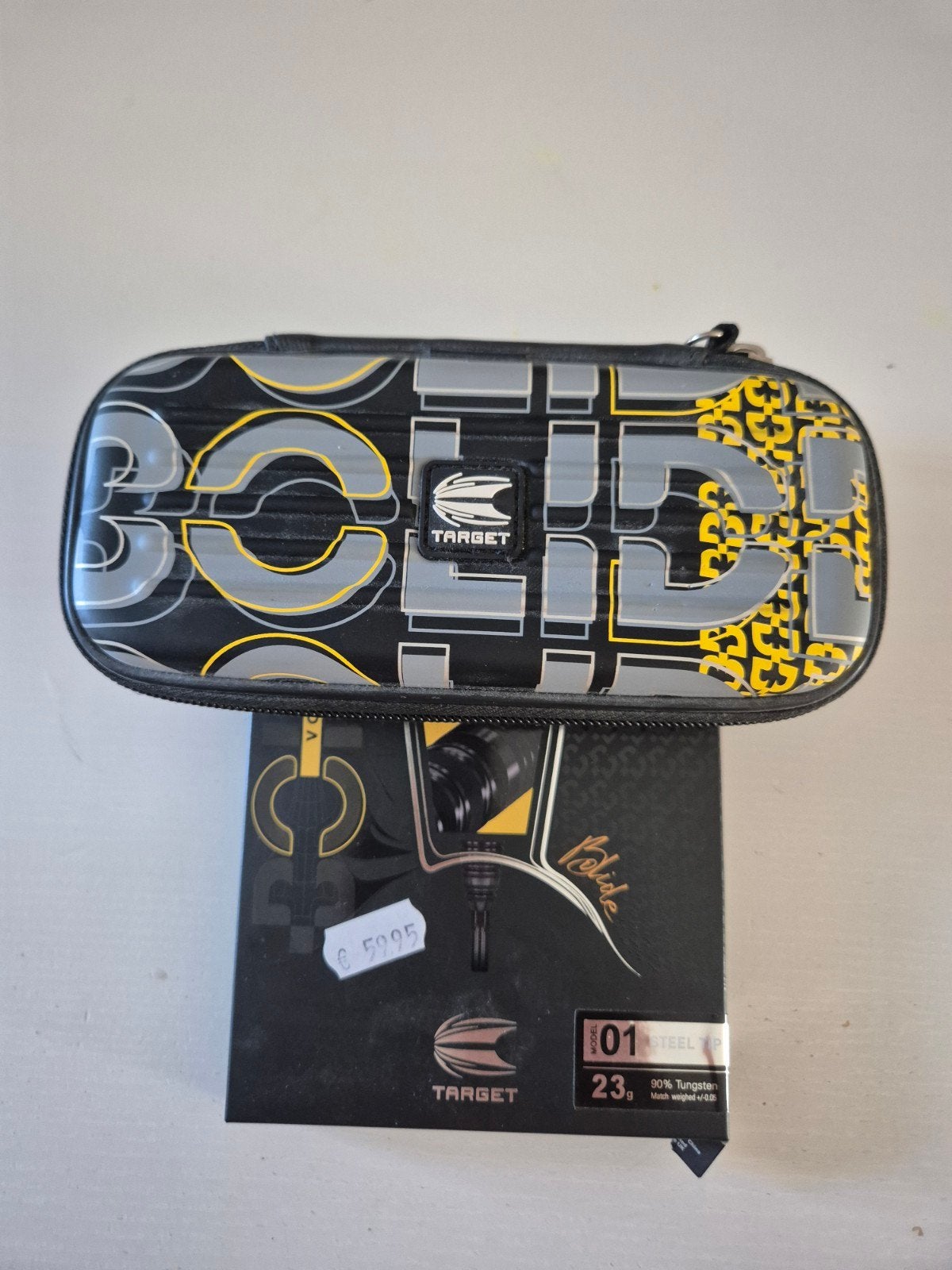 Target Bolide model 1 Swiss point in 23 gram + accessoires., Sport en Fitness, Darts, Ophalen, Gebruikt, Pijlen