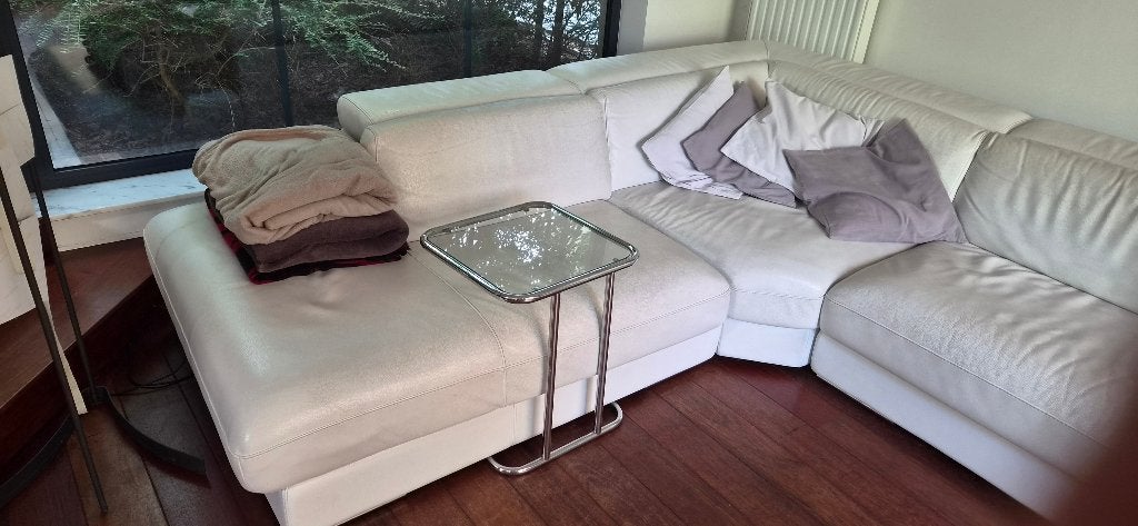 Wit lederen hoeksalon, Ophalen, Gebruikt, Leer, Wit lederen salon
