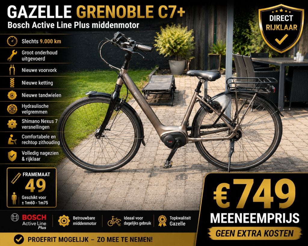 Gazelle Grenoble C7+ Bosch active line+ maat  49, Ophalen, Gebruikt, 47 tot 51 cm, 50 km per accu of meer
