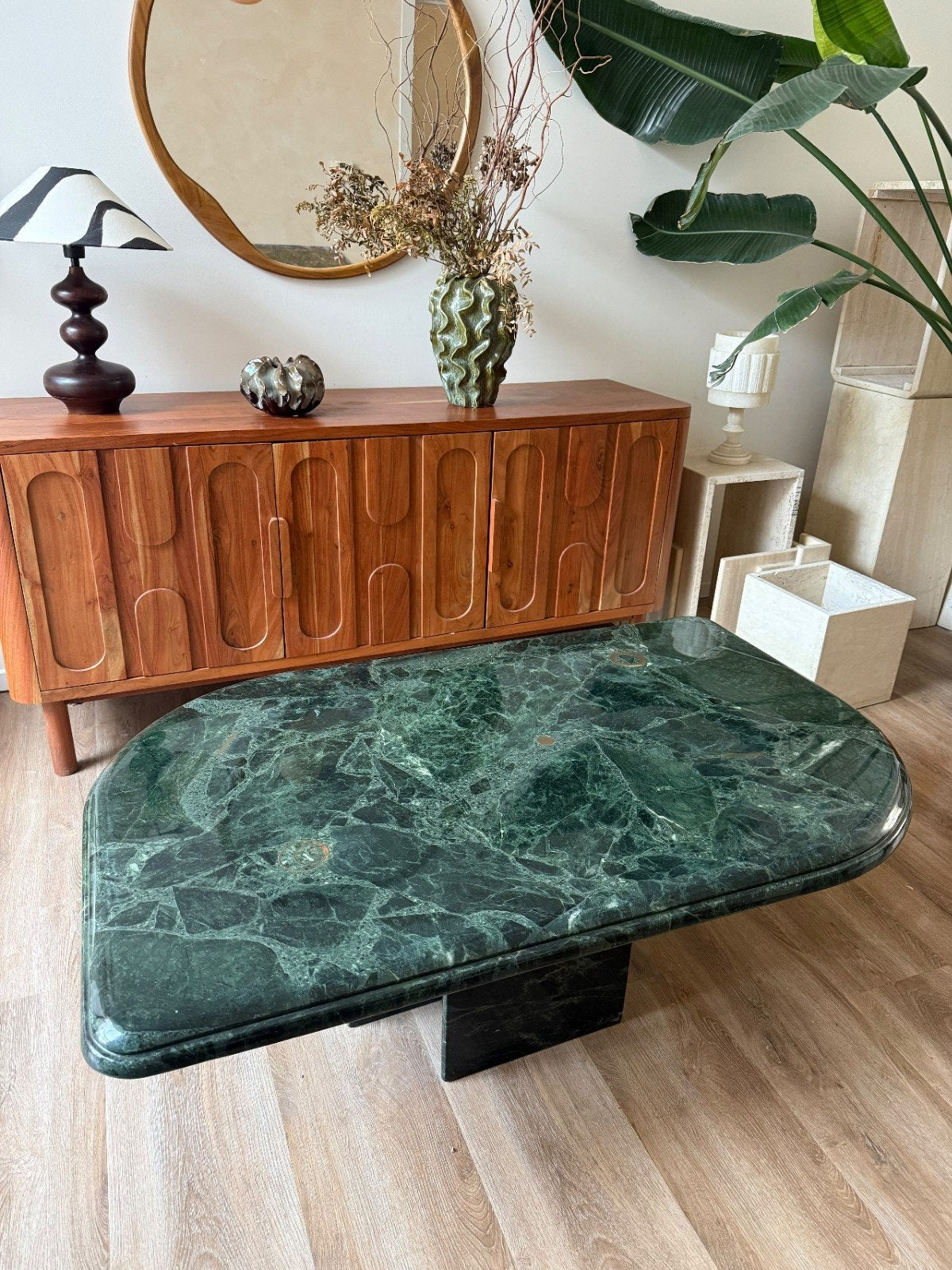 Brutalist marmer messing salontafel van FEDAM, Huis en Inrichting, Ophalen