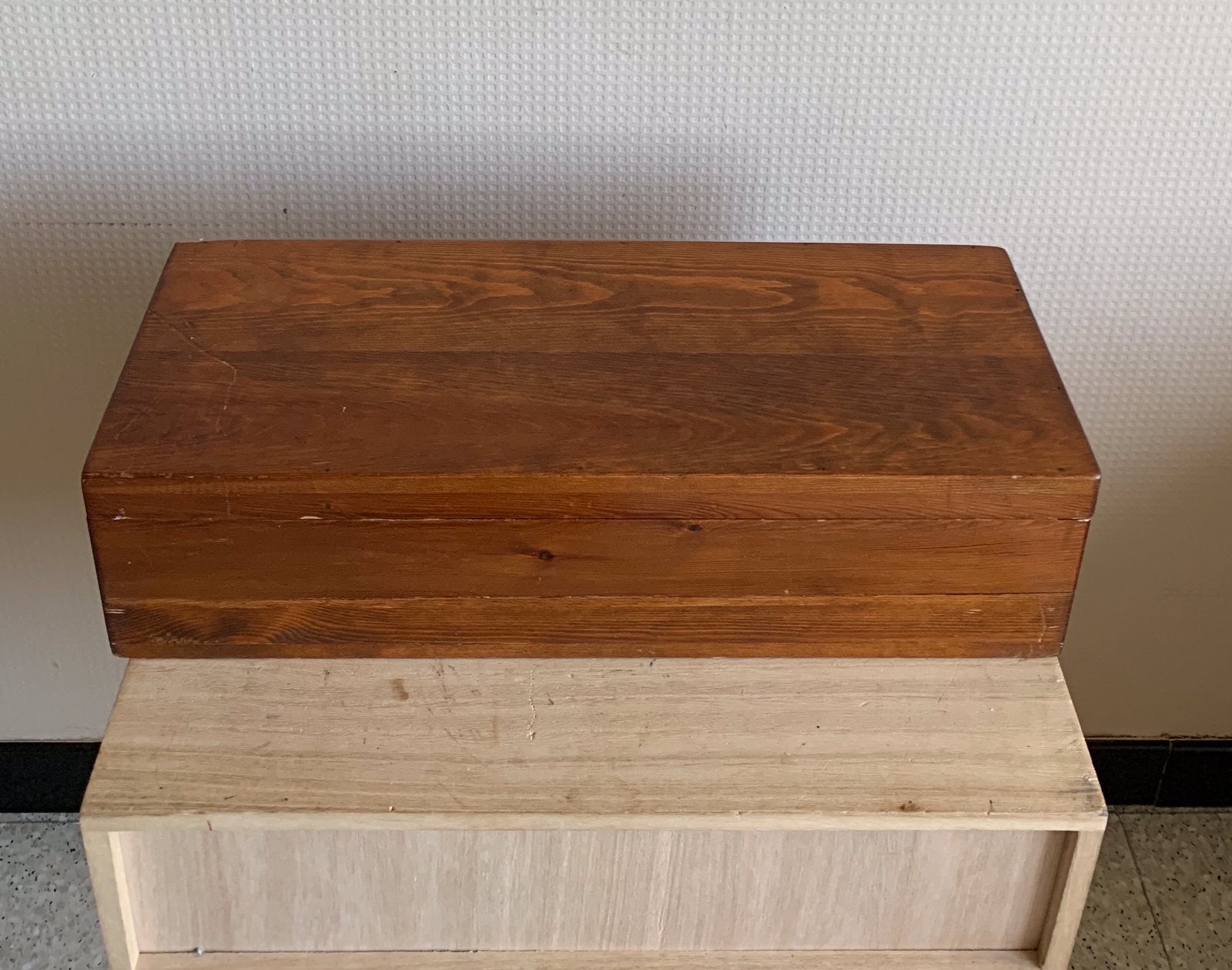 Vintage houten opberg kist, Antiek en Kunst, Ophalen of Verzenden