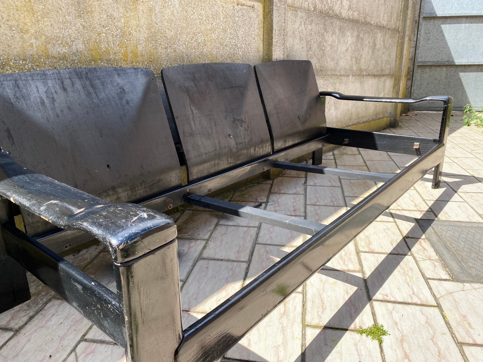 Zwart houten frame zitbank/ lounge, Tuin en Terras, Ophalen