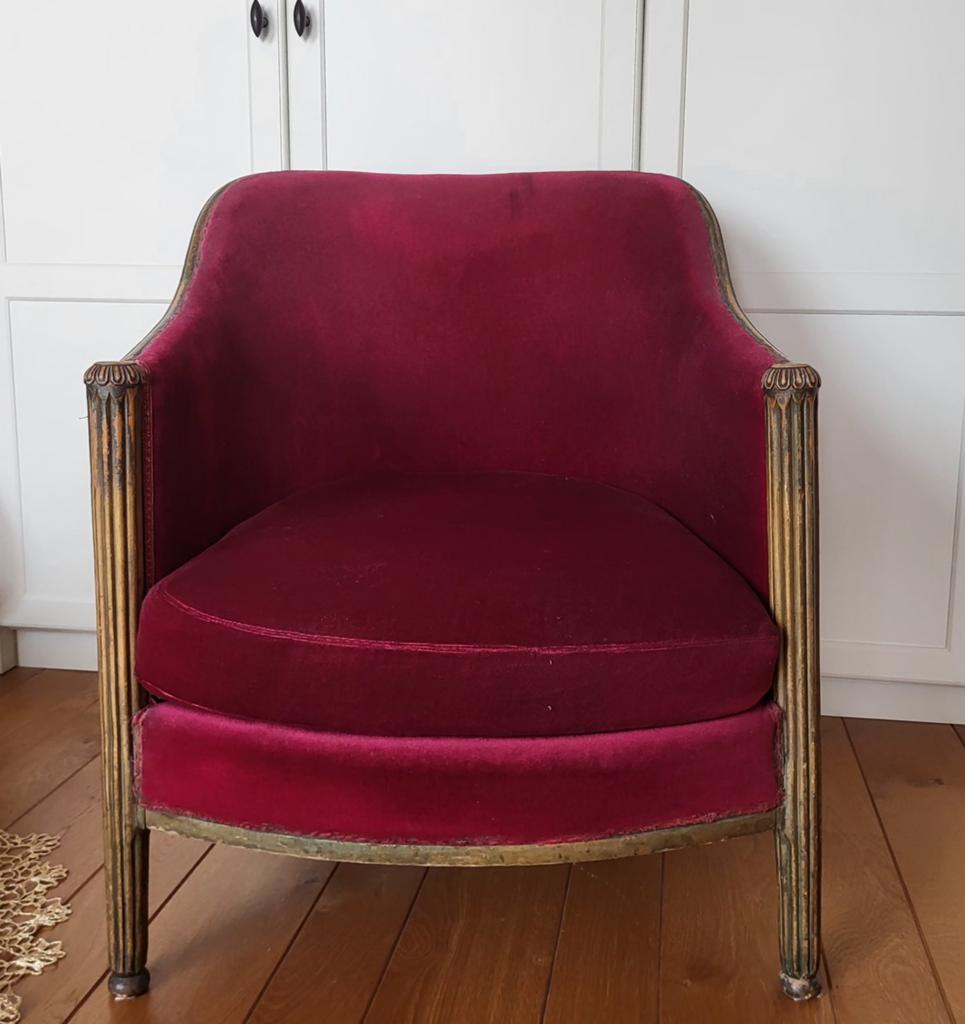 Antiek bordeaux bergère-fauteuil, Antiek en Kunst, Ophalen