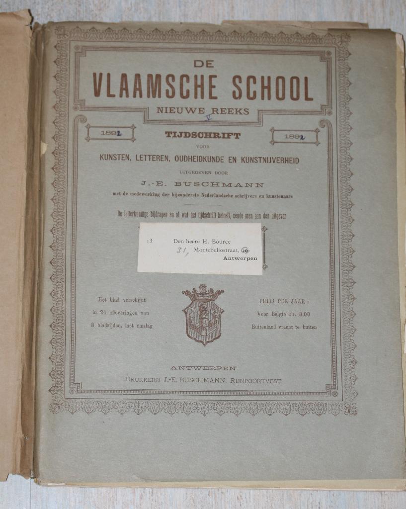 De Vlaamsche School 1892 tijdschrift Kunst, Ophalen of Verzenden, Gelezen, Schilder- en Tekenkunst