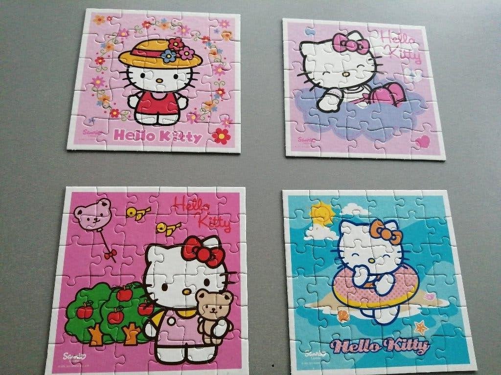 Puzzels Hello Kitty in opbergtas, Enlèvement ou Envoi, Comme neuf, 2 à 4 ans