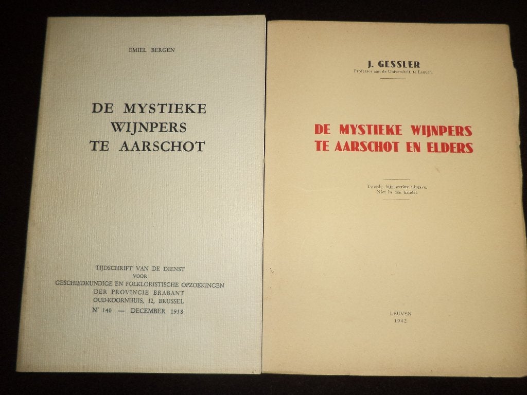 boeken, studies 1942 & 1958 De Mystieke WIJNPERS te AARSCHOT, Enlèvement ou Envoi