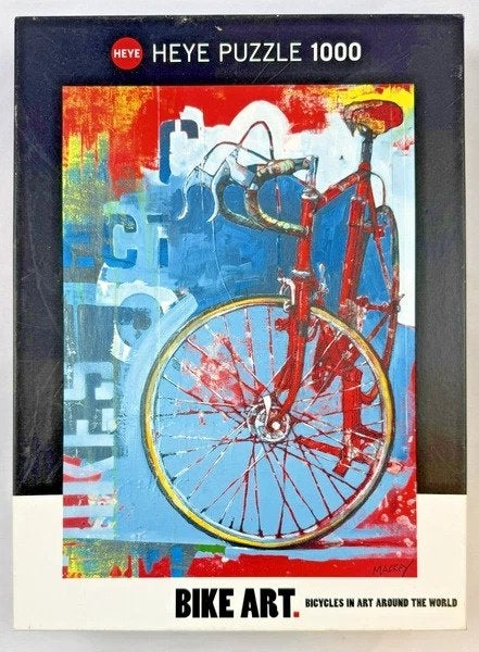 Heye Puzzel 1000 Bike Art Bicycles Around The World Mackey, Verzenden, 500 t/m 1500 stukjes, Zo goed als nieuw, Legpuzzel