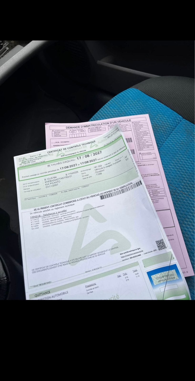 Kia Picanto 1.0 essence de 2007 avec 161.XXX km, Auto's, Zwart, Blauw, Handgeschakeld, 5 deurs