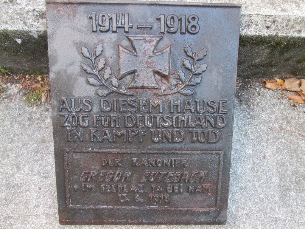 Duitse WO1 huis plaquette gesneuvelde soldaat gietijzer.TOP, Verzamelen, Ophalen