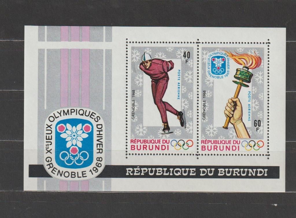 Burundi 1968 Blok Olympische Spelen Grenoble **, Postzegels en Munten, Postzegels | Afrika, Postfris, Overige landen, Ophalen of Verzenden