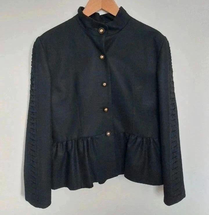 Vintage wollen pak van Pierre Cardin — gemaakt in Frankrijk, Kleding | Dames, Ophalen, Kostuum of Pak, Zwart, Maat 46/48 (XL) of groter