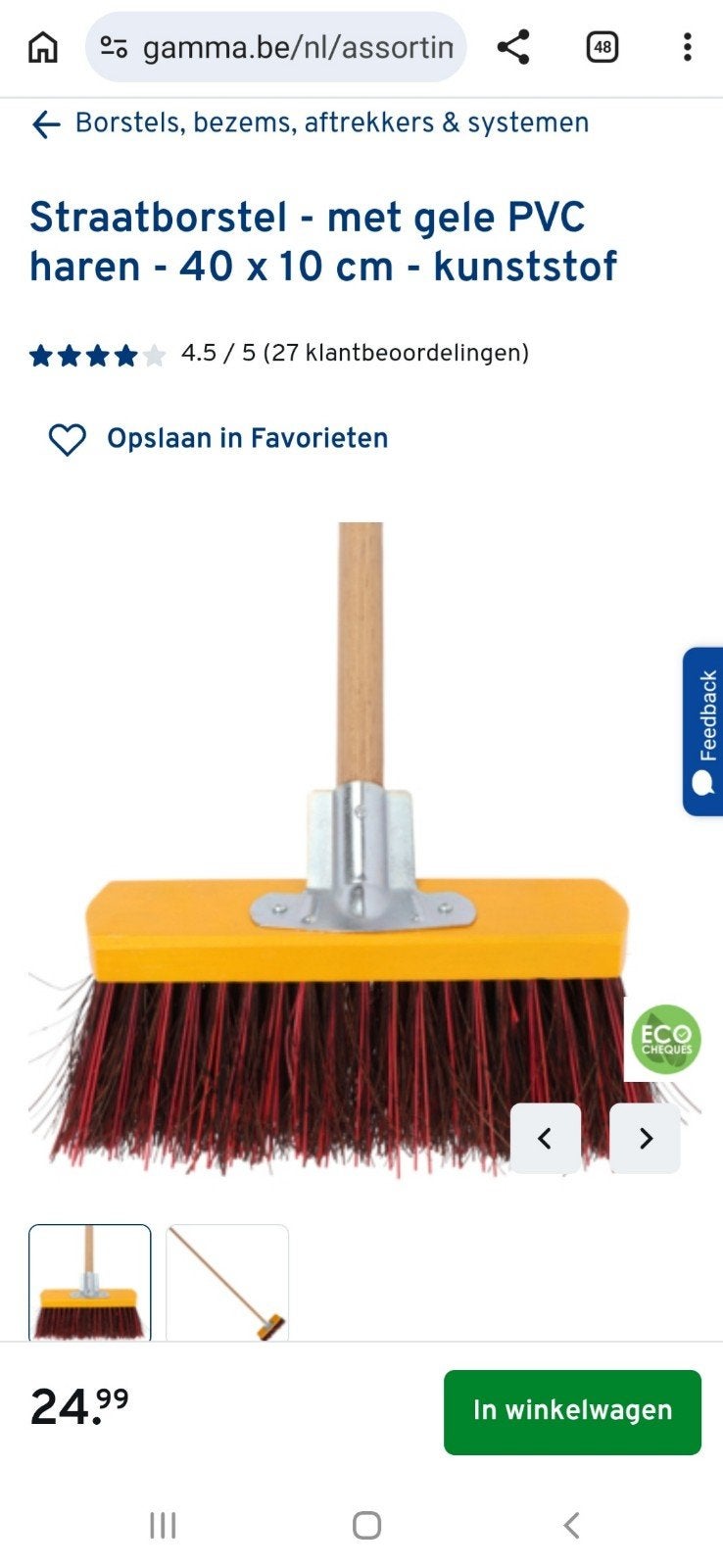 NOG NIEUW: stevige straatborstel met lange steel van 1m49cm, Tuin en Terras, Ophalen, Nieuw, Bezem