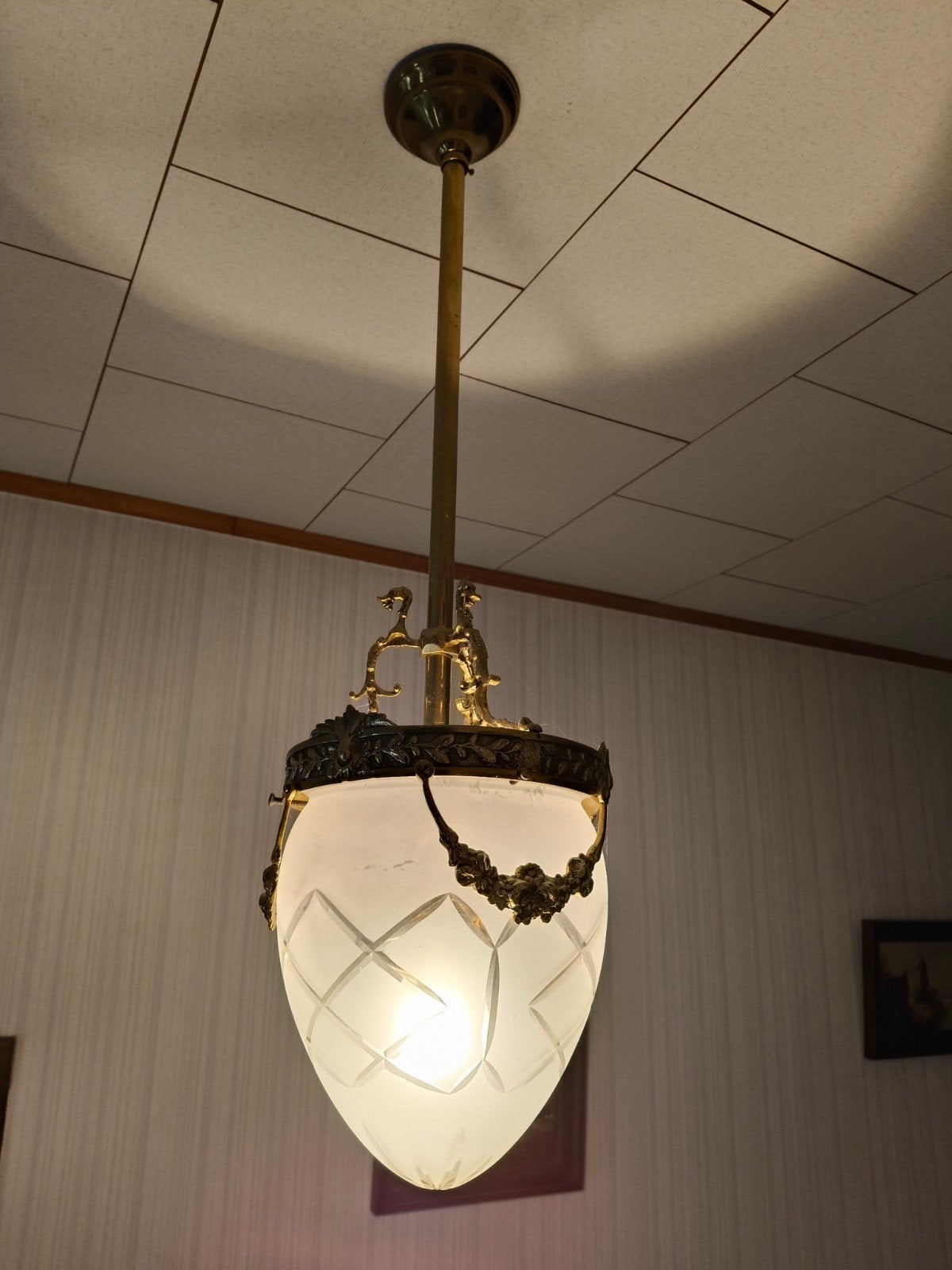 antieke koperen hanglamp, Enlèvement