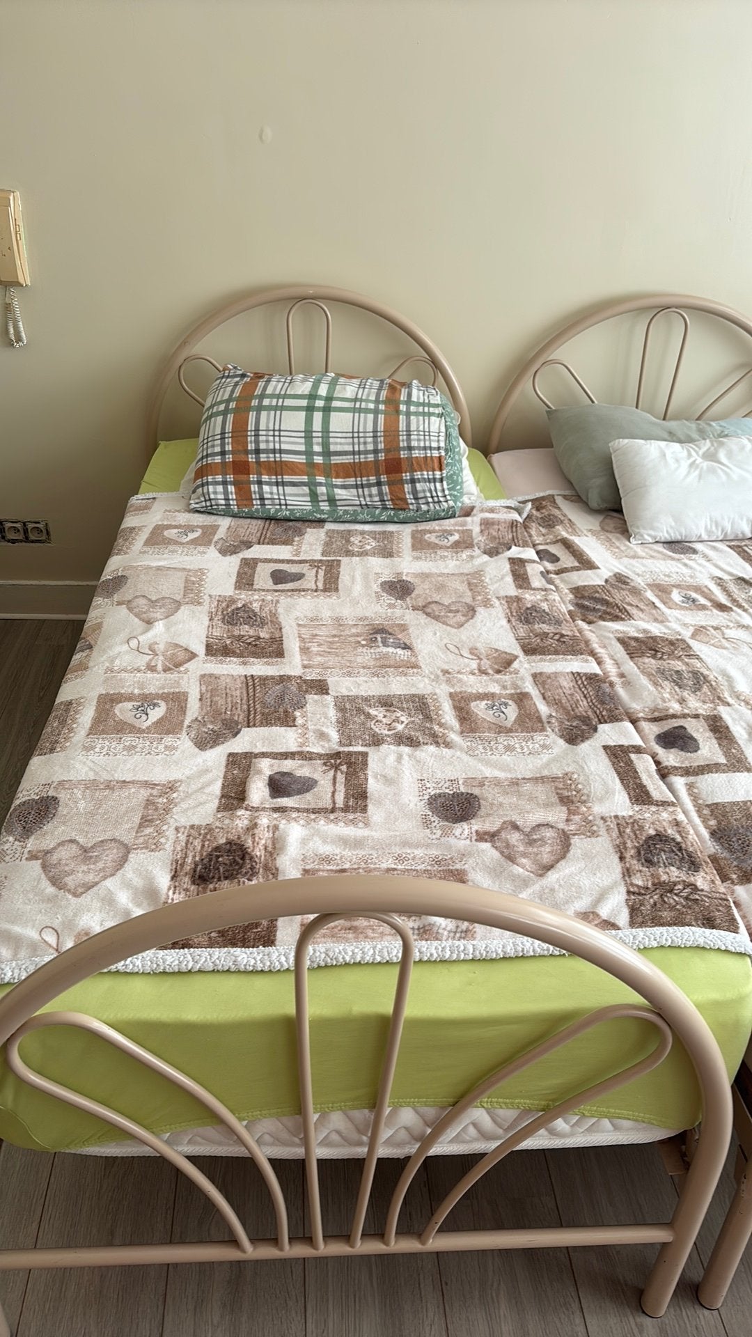 Lit 1 personne + sommier, 90 cm, Beige, Une personne, Enlèvement