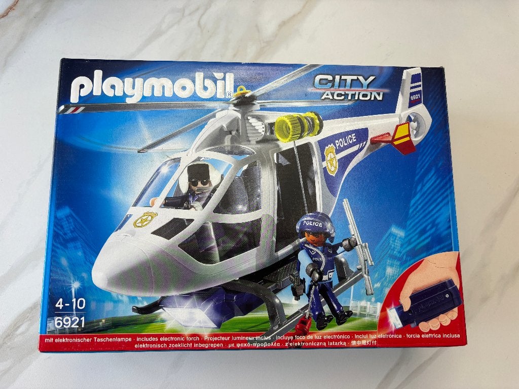 Playmobil 6921 Hélicoptère de police avec projecteur, Enfants & Bébés, Jouets | Playmobil, Comme neuf, City action, Figurines