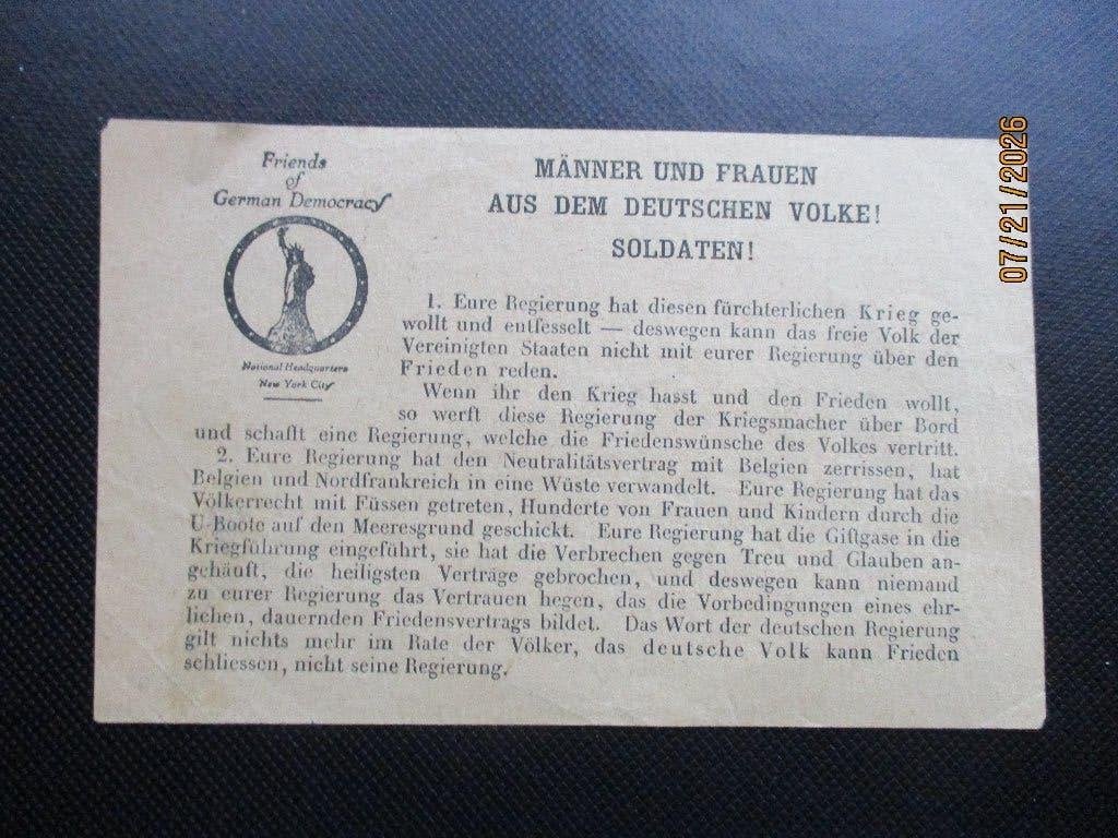WO1: Luchtpamflet voor Duitsland, Verzenden