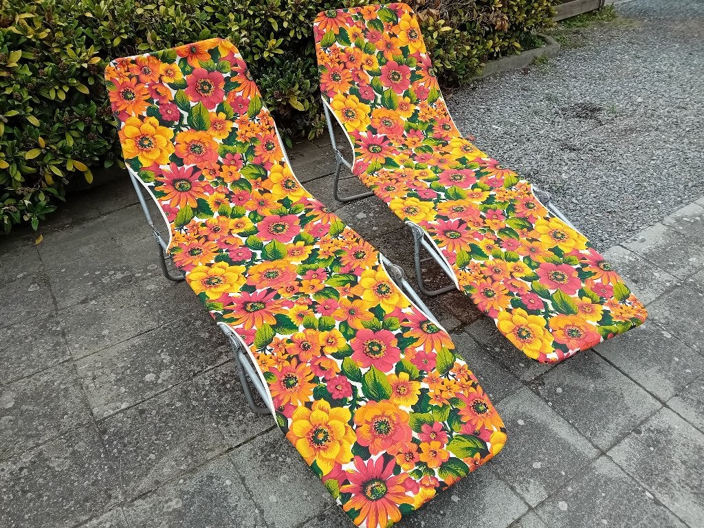 3 ligbedden voor tuin/strand, Ophalen, Zo goed als nieuw, Metaal, Inklapbaar