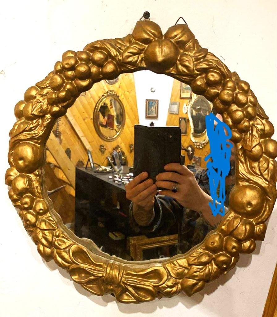 Magnifique ancien miroir doré assez lourd, Ophalen of Verzenden