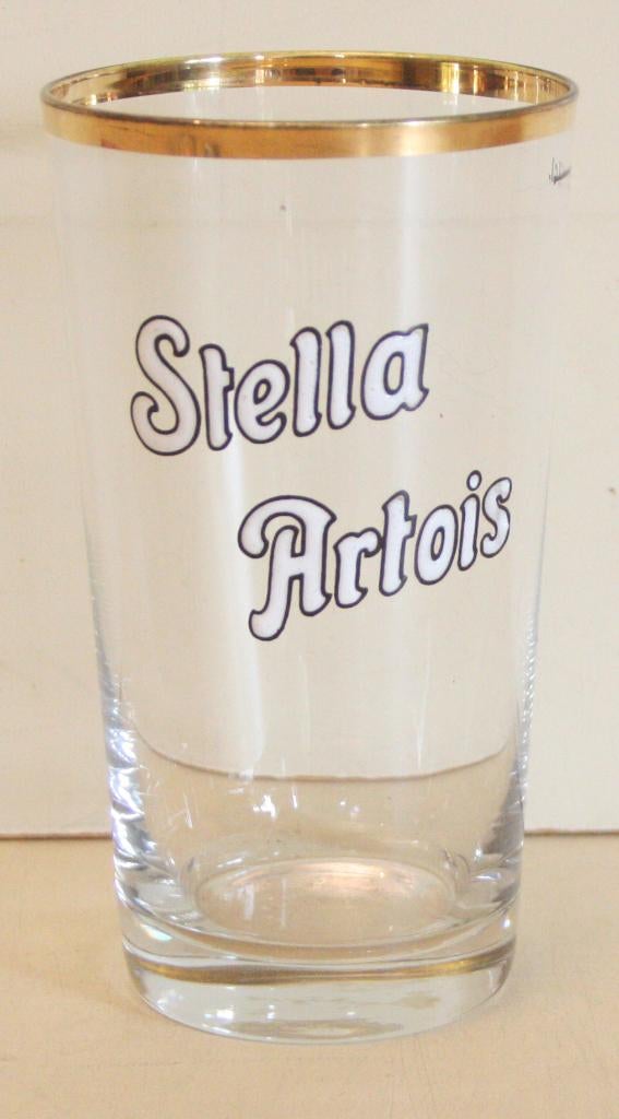 Stella Artois Boerke 33cl / Emaille Logo & Gouden Rand / 60s, Verzamelen, Ophalen of Verzenden, Zo goed als nieuw, Bierglas