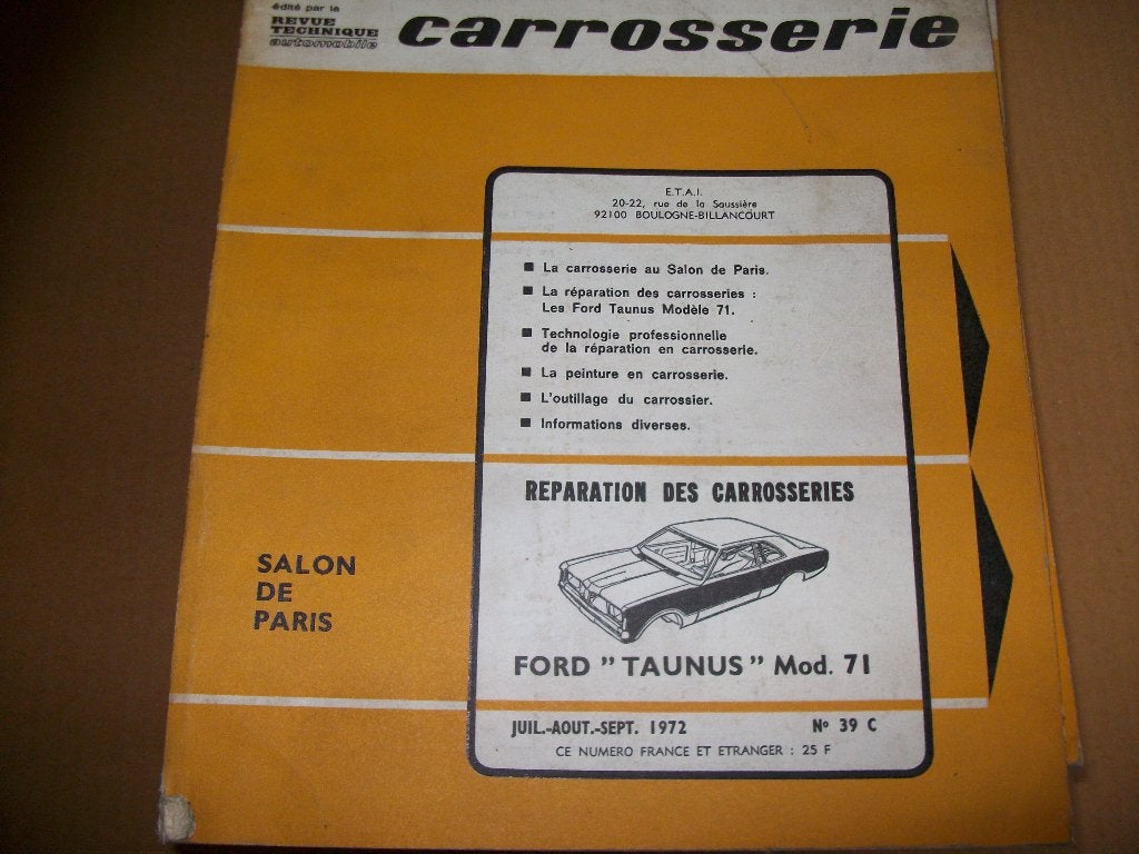 revue technique carrosserie ford taunus 1971-1972, Enlèvement ou Envoi
