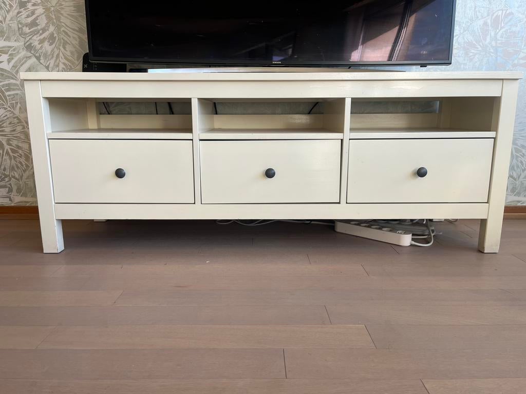 TV kast wit gelakt met 3 lades en 3 opbergvakjes, Huis en Inrichting, Ophalen, Gebruikt, 100 tot 150 cm, Minder dan 100 cm