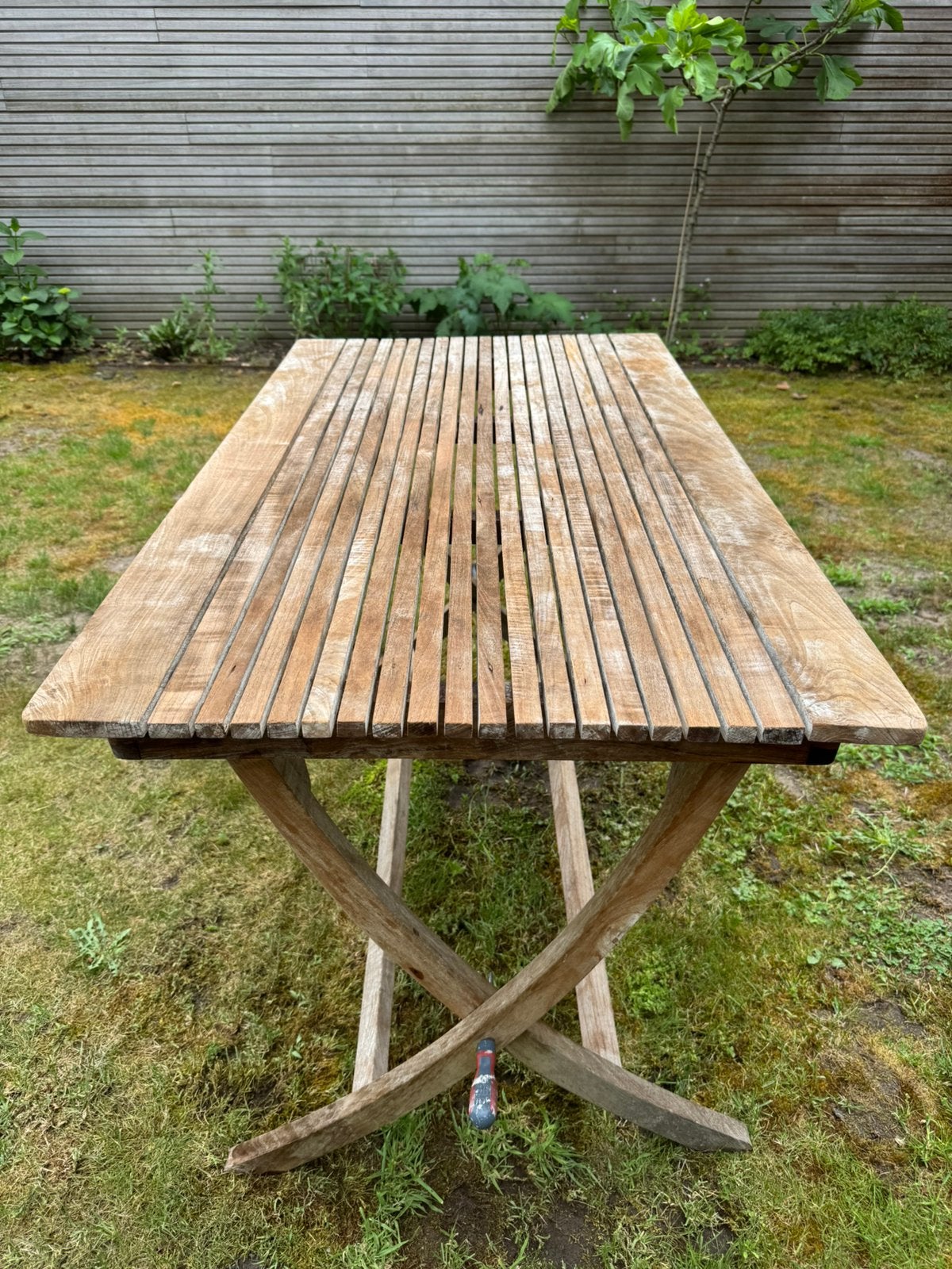 Tuintafel in teak, Tuin en Terras, Ophalen, Gebruikt