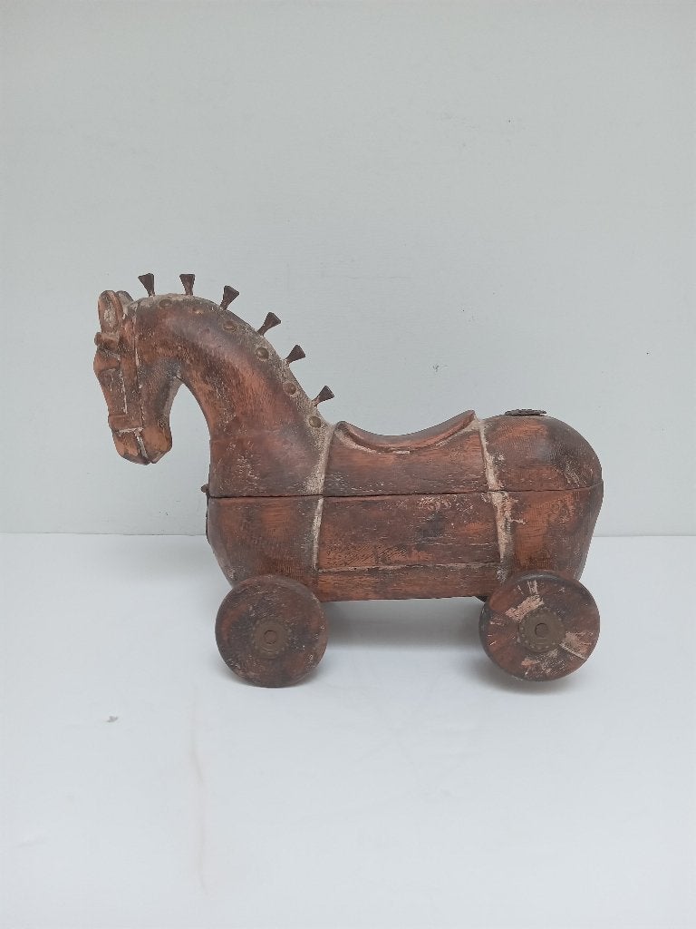Cheval de mariage, Antiquités & Art, Art | Art non-occidental, Brun, Bois, 17 cm, Boîte