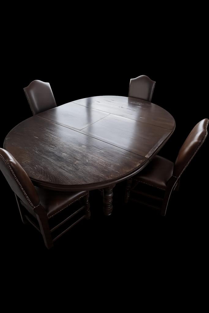 Table à manger en bois massif avec 4 chaises - extensible -, Enlèvement