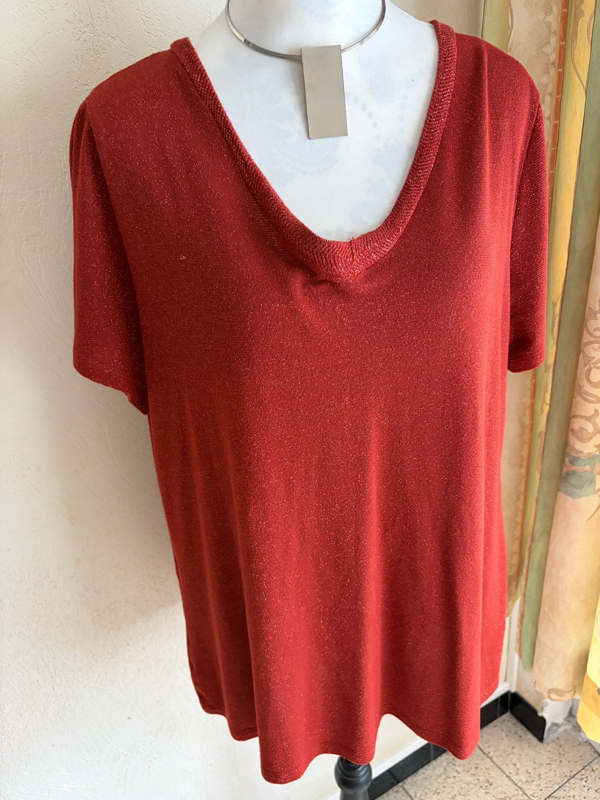 ️ T-shirt rouge brillant MS Mode  – Taille XL – ️, Enlèvement ou Envoi, Comme neuf, Rouge