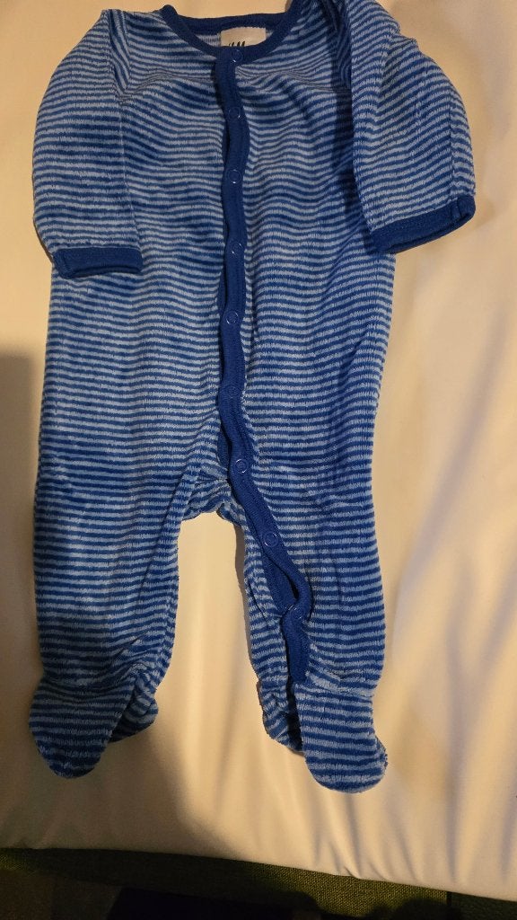 Pyjama pour nouveau-né doublé bleu M50, Garçon, H&M, Utilisé, Enlèvement