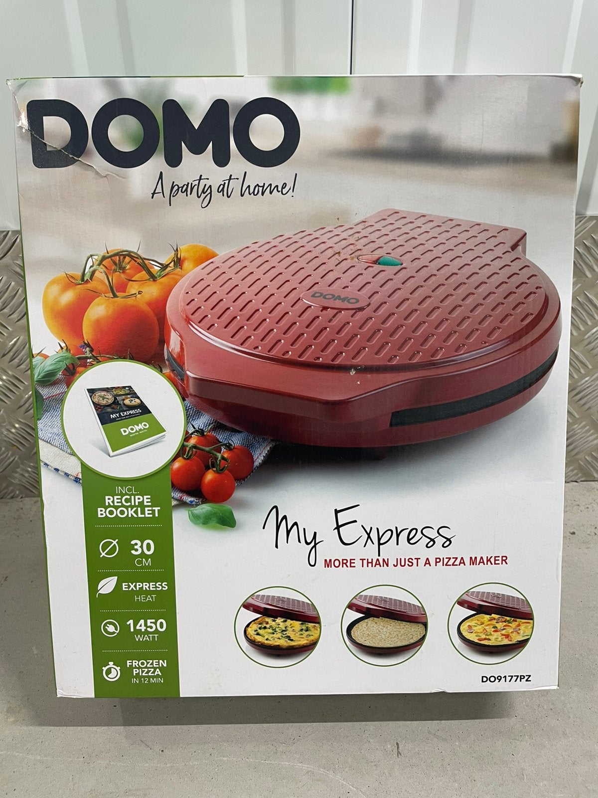 DOMO My Express DO9177PZ pizzaoven — 1450 W — 30 cm + doos, Tuin en Terras, Ophalen, Zo goed als nieuw