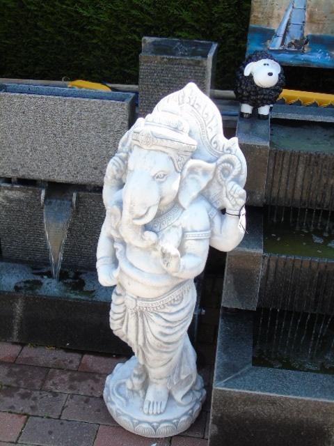 Ganesh staat in gepatineerde steen, geweldige prijs!!!, Tuin en Terras, Tuinbeelden, Nieuw, Boeddhabeeld, Steen, Ophalen