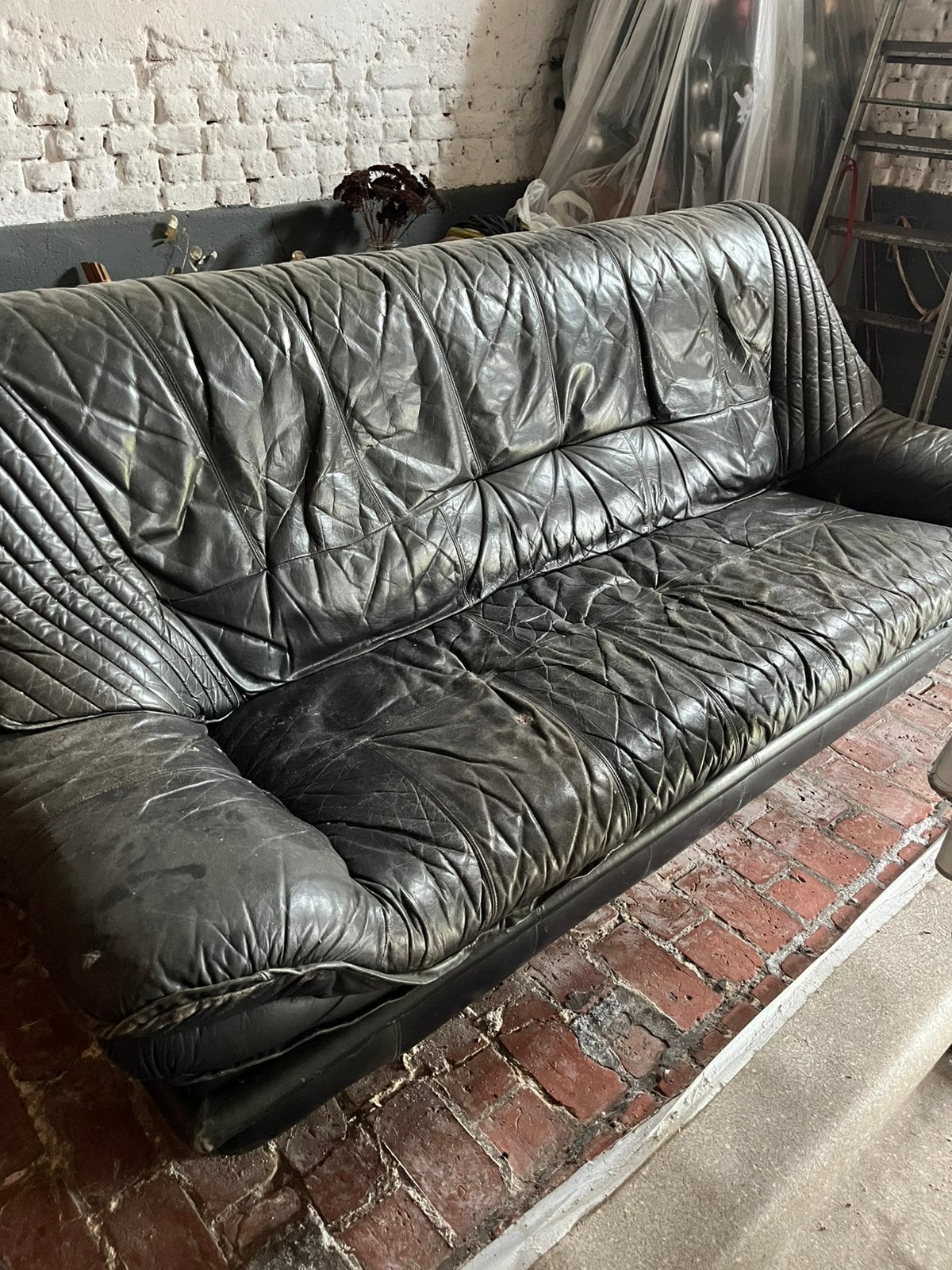 Leren zetel, Ophalen, 100 tot 125 cm, Neutraal, Driepersoons