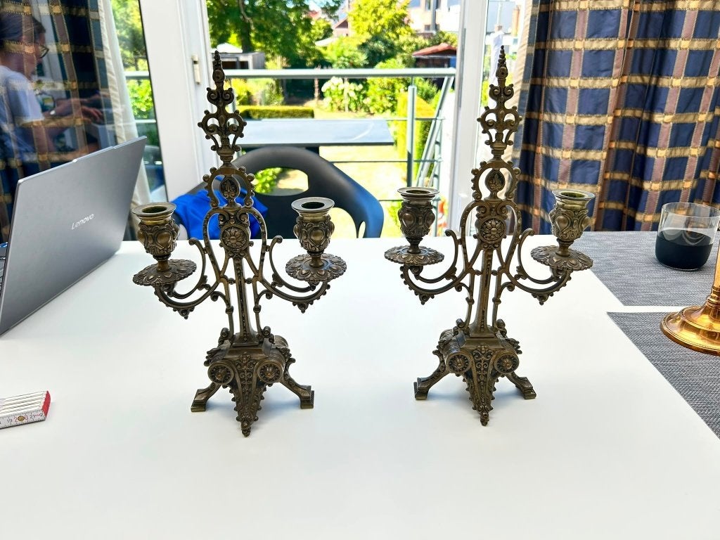 Antieke kandelaars, Antiek en Kunst, Ophalen, Koper of Brons