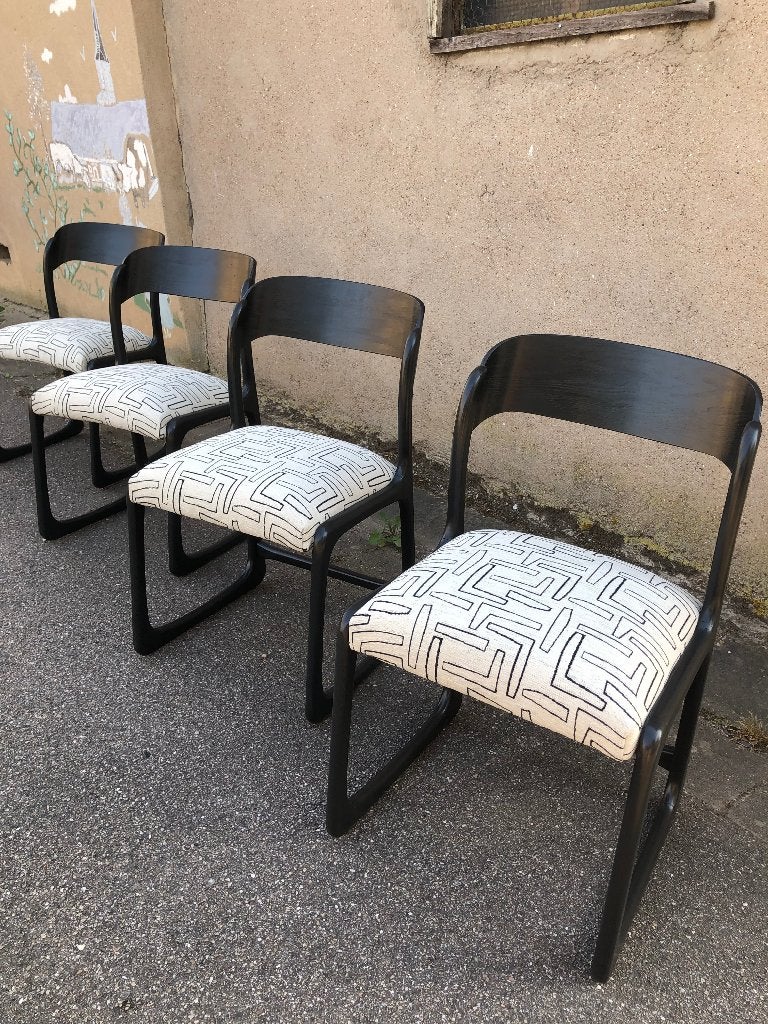 Chaises Baumann Traîneau Vintage, Bois, Comme neuf, Quatre, Noir