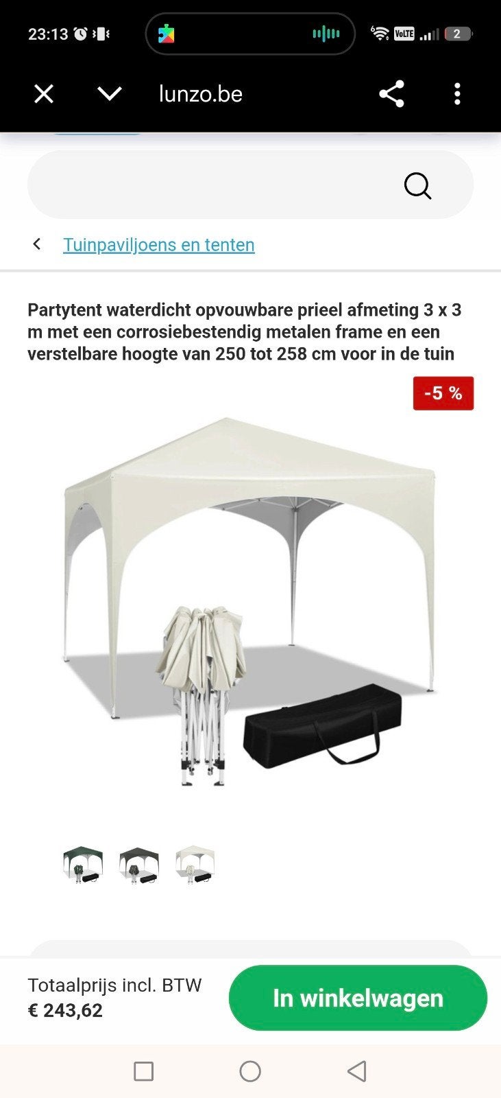 parasol Neuf 3x3, Enlèvement