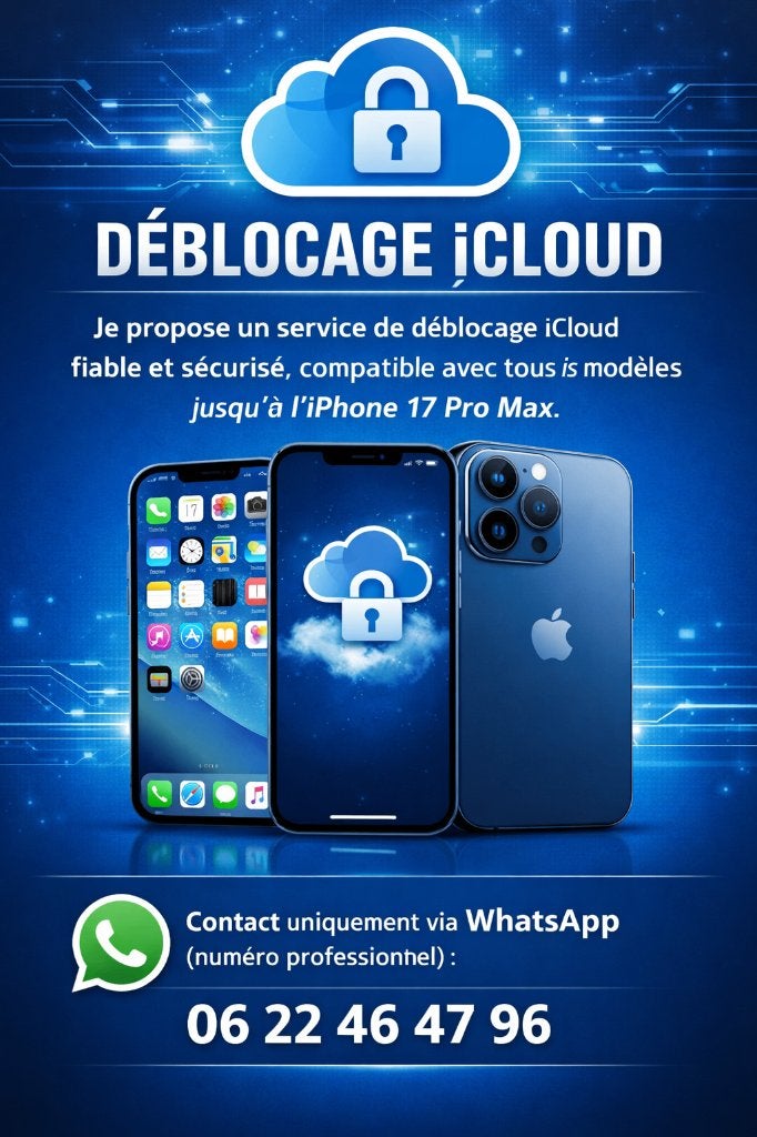 Déblocage iCloud sur iPhone, Enlèvement ou Envoi, Neuf