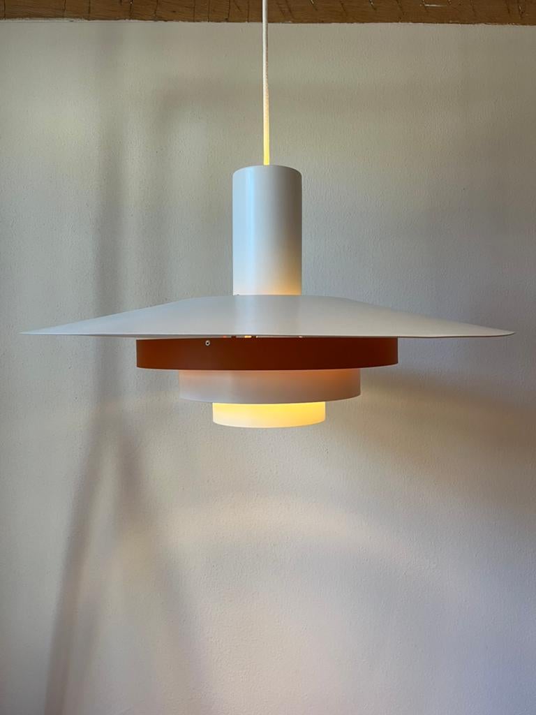 Lampe design danoise Fog & Mørup Karlebo, Maison & Meubles, Comme neuf, Enlèvement, Métal, Design deens vintage scandinavisch schalenlamp fog & mørup