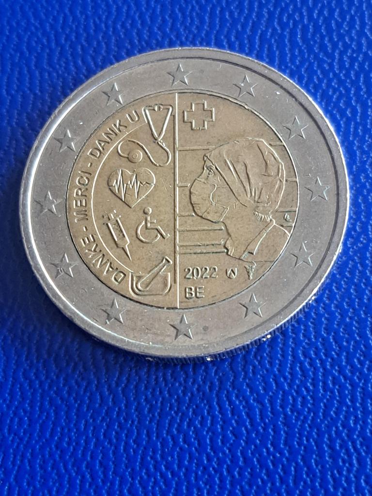 2022 Belgique 2 euros Covid personnel soignant, Envoi, Métal, Monnaie en vrac