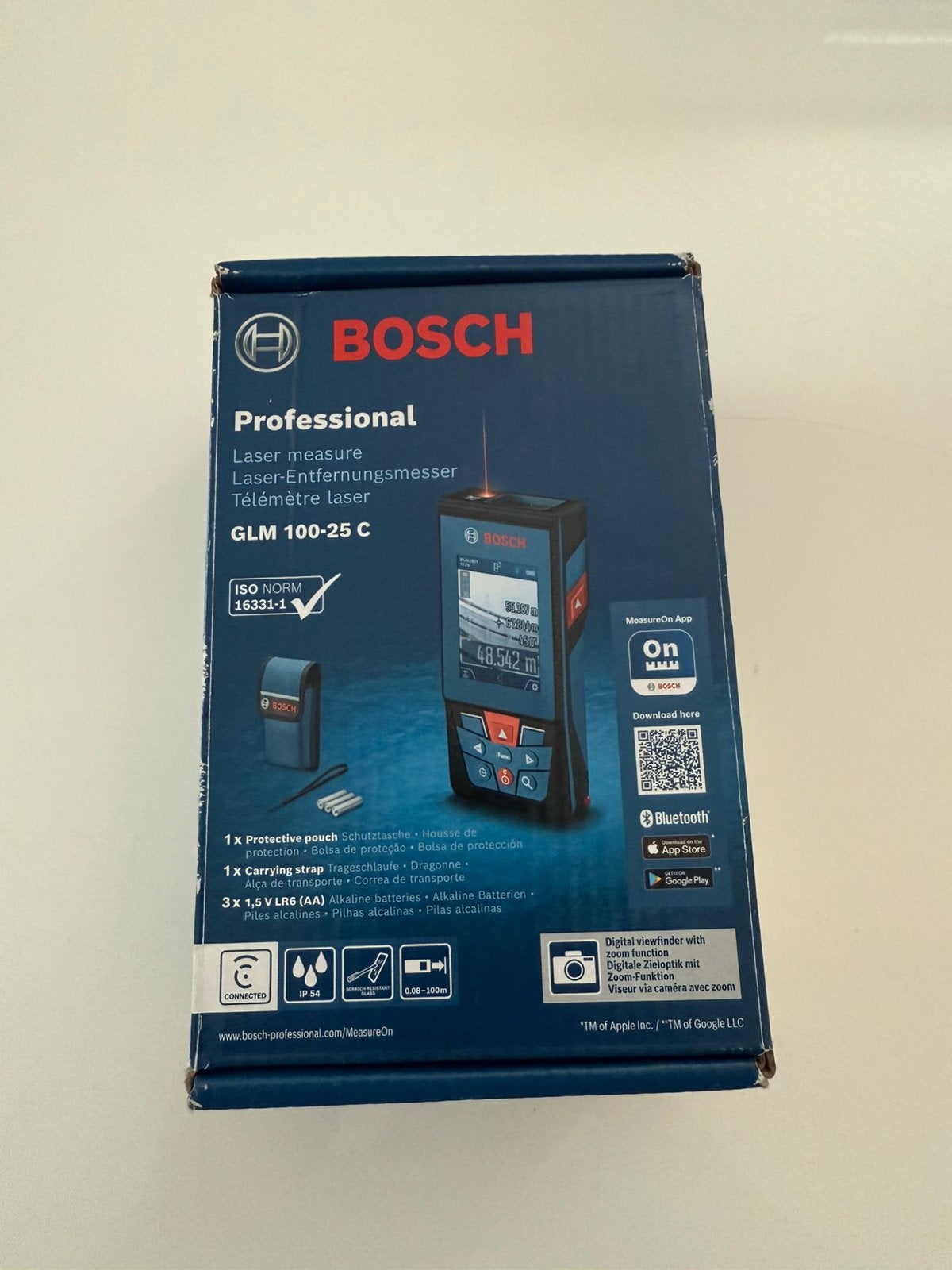 Bosch GLM 100-25 C afstandsmeter, Doe-het-zelf en Bouw, Meetapparatuur, Ophalen, Zo goed als nieuw