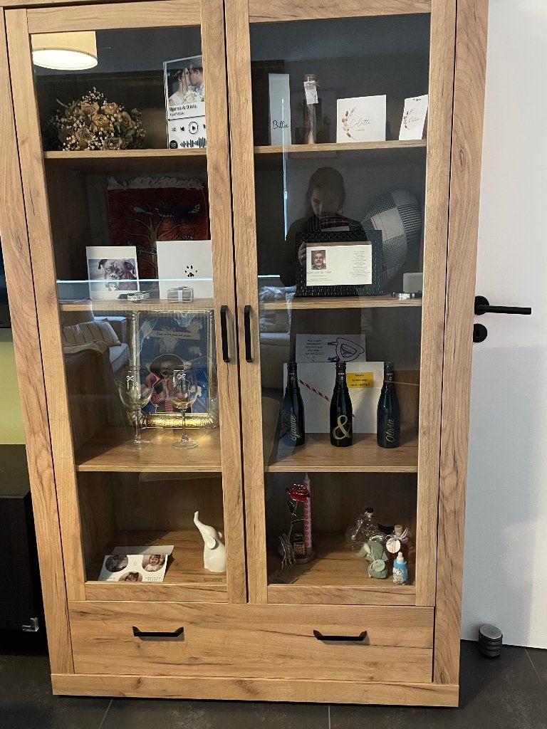 Vitrinekast, Huis en Inrichting, Ophalen, Gebruikt, 100 tot 150 cm, Eikenhout
