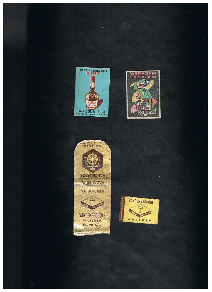 WAREGEM OUDE RECLAME ETIKETTEN, Verzenden, Gebruikt, Luciferdoosjes of -merken