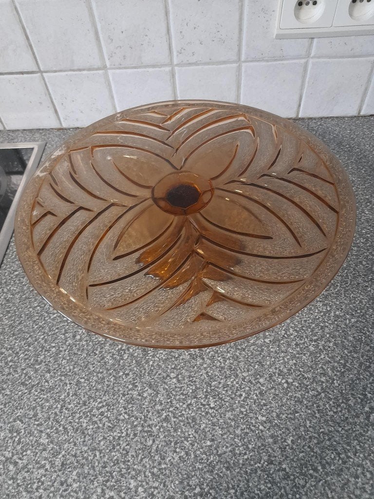 Antieke vlaaischotel, Ophalen of Verzenden, Zo goed als nieuw, Glas, Dienblad