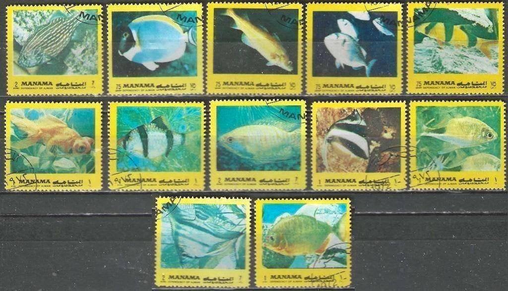 Manama 1972 - Stampworld 1022-1033 - Pêche (ST), Envoi, Affranchi