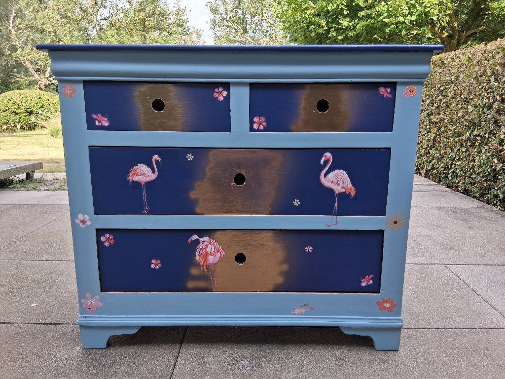 Flamingo ladekast, Huis en Inrichting, Ophalen, Gepimpt, 50 tot 100 cm, Zo goed als nieuw