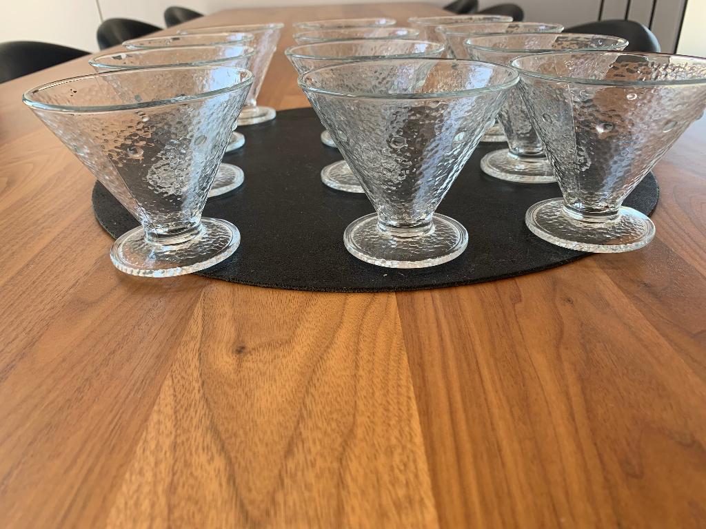 Retro vintage in nieuwe staat  12 glazen kommetjes kommen, Ophalen of Verzenden, Kom(men), Effen, Glas