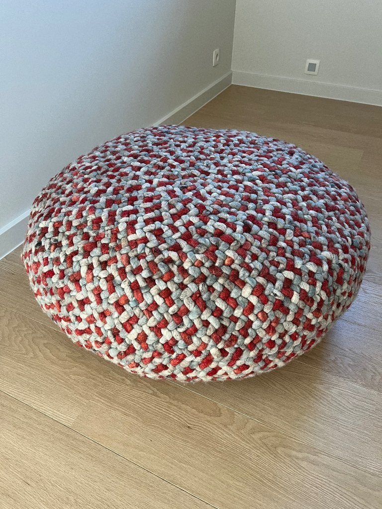 Kleurrijke poef, Huis en Inrichting, Ophalen, Rond, 75 tot 100 cm, Zo goed als nieuw