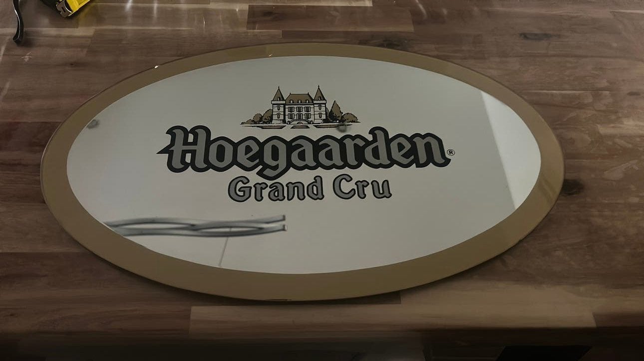 Miroir Hoegaarden Grand Cru, Collections, Marques de bière, Enlèvement ou Envoi, Utilisé, Panneau, Plaque ou Plaquette publicitaire