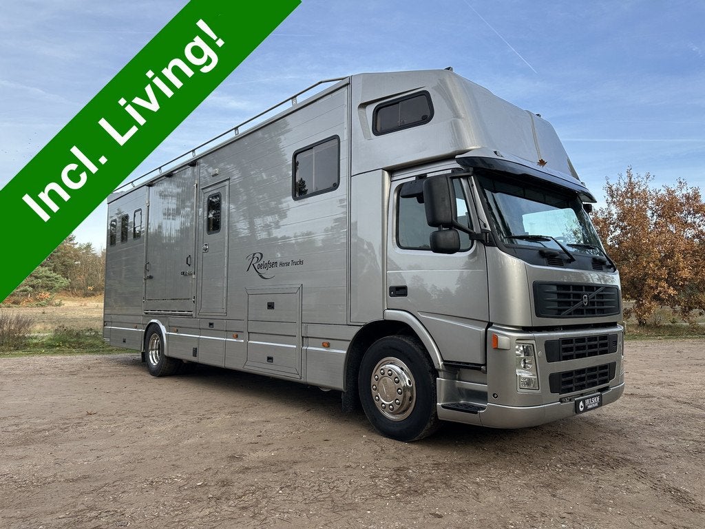 Volvo FM 18T ROELOFSEN 5+1 paards paardenvrachtwagen LIVING, Auto's, Vrachtwagens, Automaat, Achterwielaandrijving, 300 pk, Leder